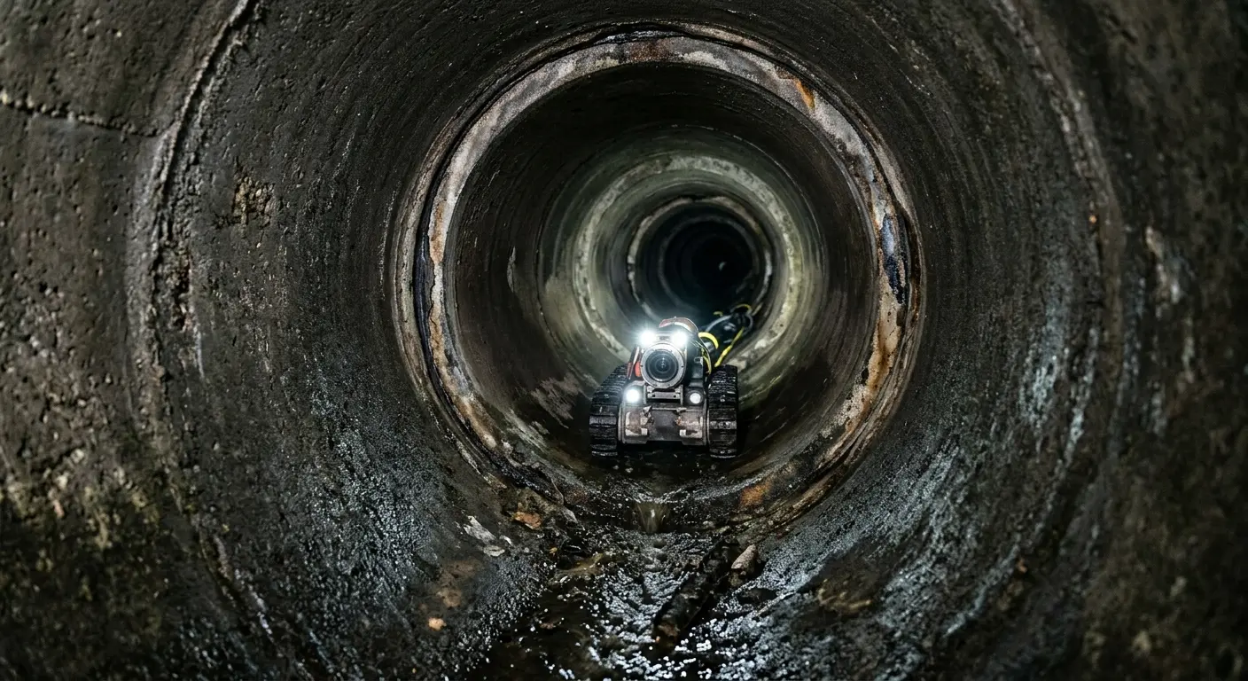 Robotic sewer camera inspecting pipe interior for Drain Snake Service in Niceville